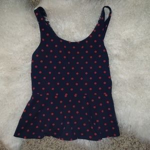 Navy and Red Peplum Top